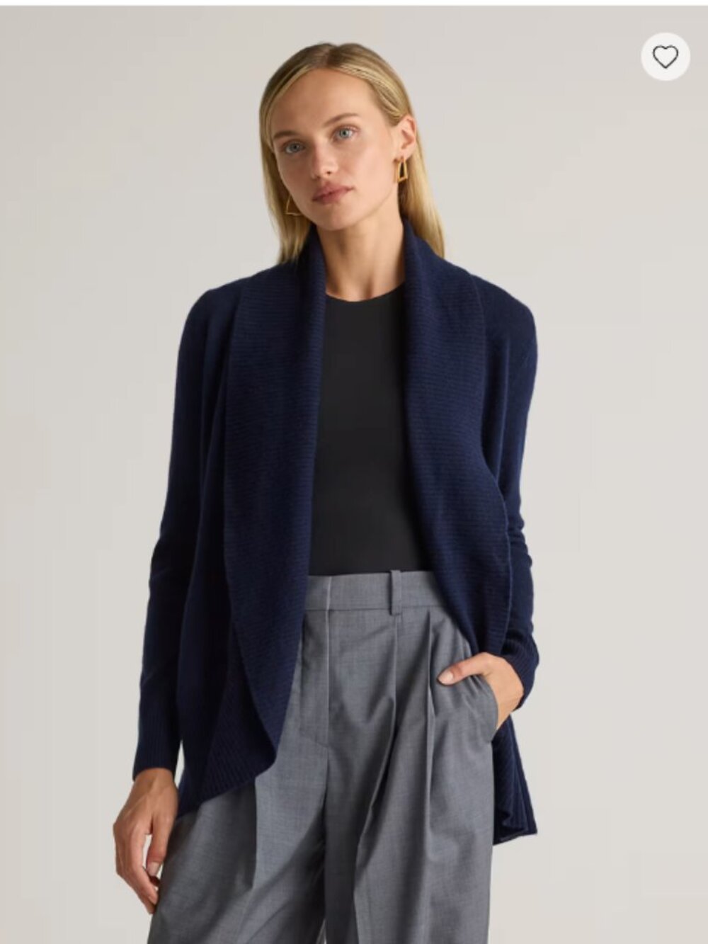 🧶.NWT Quince 100% Mongolian Cashmere Open Cardigan Sweater, True Navy Small 206